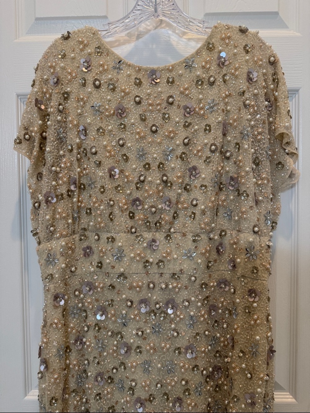 Mac Duggal 94205 Ivory Floral Embellished Mesh Fitted Column Gown Size 14 NWT - Picture 9 of 14